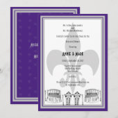 New Orleans Rehearsal Dinner Invite paarse Silver Kaart (Voorkant / Achterkant)