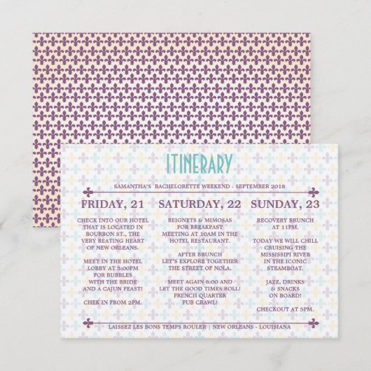 New Orleans Reisroute Kaart (Voorkant / Achterkant)