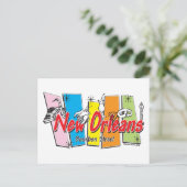 New-Orleans-Retro Briefkaart (Staand voorkant)