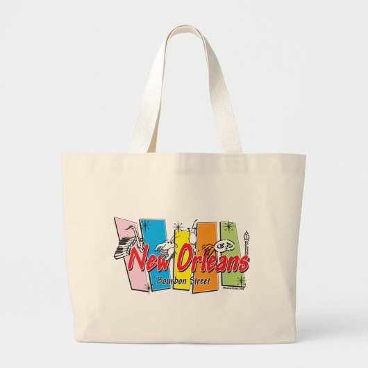 New-Orleans-Retro Grote Tote Bag (Voorkant)