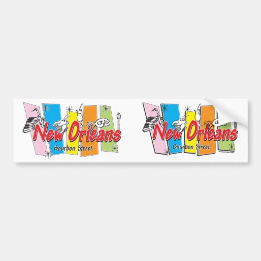 New Orleans Retro Kijk Bumpersticker (Voorkant)