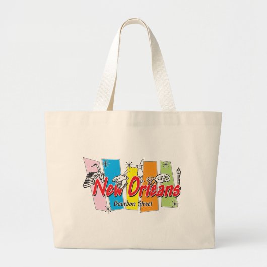 New Orleans Retro Kijk Grote Tote Bag (Voorkant)