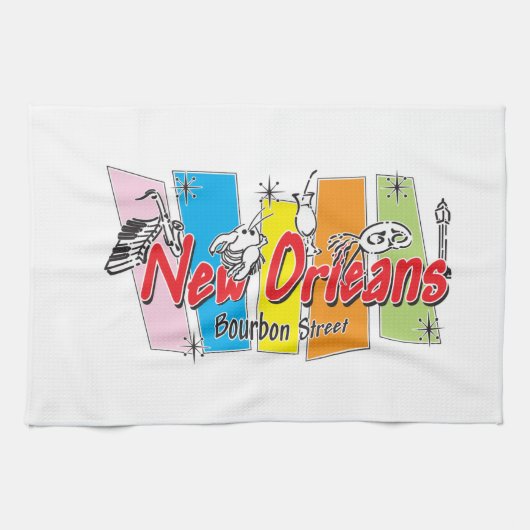 New Orleans Retro Kijk Theedoek (Horizontaal)