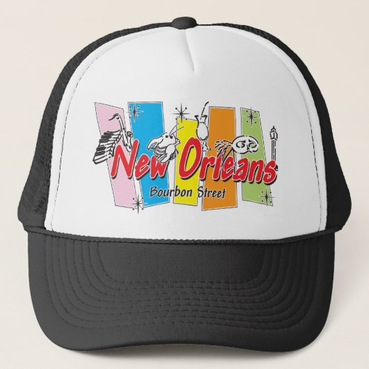 New Orleans Retro Kijk Trucker Pet (Voorkant)