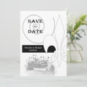 New Orleans Ribreedat Fleur de Lis Save the Date Kaart (Staand voorkant)