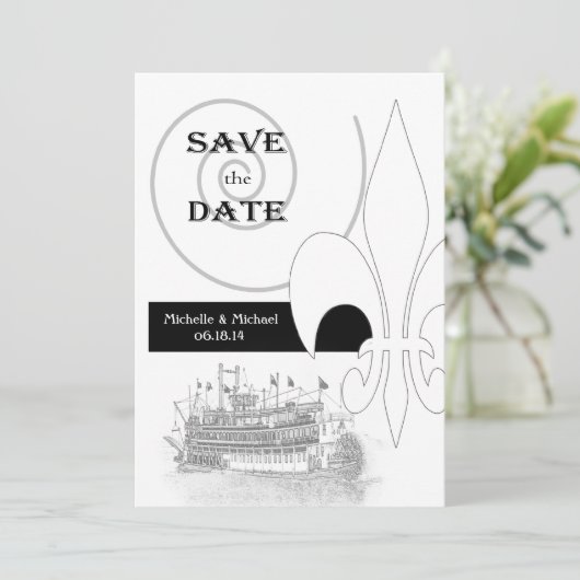 New Orleans Ribreedat Fleur de Lis Save the Date Kaart (Staand voorkant)