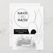 New Orleans Ribreedat Fleur de Lis Save the Date Kaart (Voorkant / Achterkant)