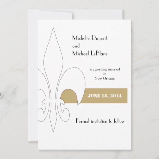 New Orleans Ribreedat Fleur de Lis Save the Date Kaart (Achterkant)