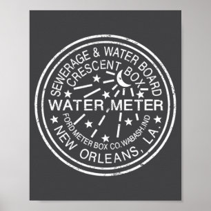 New Orleans Riool Afdekking Opgedirkte Vintage Poster