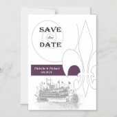 New Orleans Riverboat Save the Date Paarse Magnetische Uitnodiging (Voorkant)