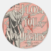 New Orleans Ronde Sticker (Voorkant)
