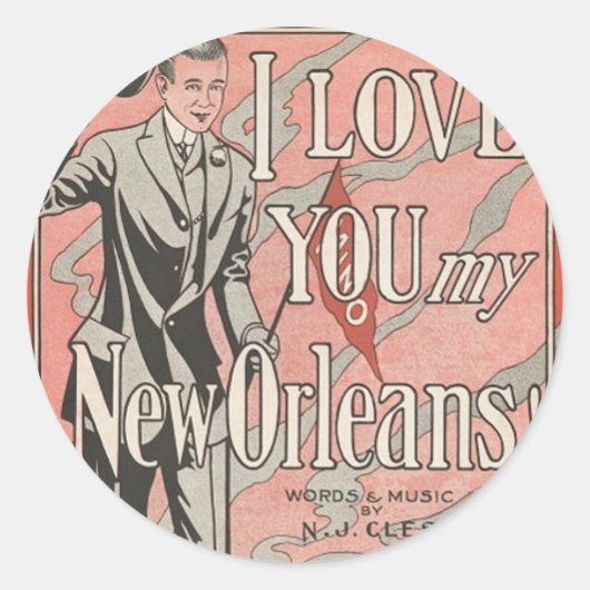 New Orleans Ronde Sticker (Voorkant)