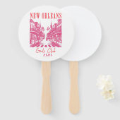 New orleans roze vrijgezelle handwaaier (Voorkant en achterkant)