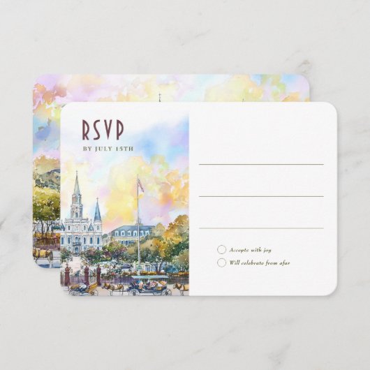 New Orleans RSVP Wedding Insert Destination Kaart (Voorkant / Achterkant)