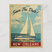 New Orleans Save the Date Sailboat Nautical Aankondigingskaart (Voorkant)