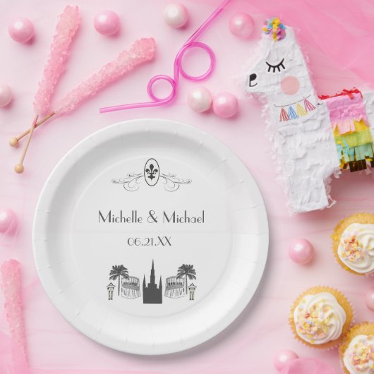 New Orleans Scene Fleur de Lis Papieren Bordje (Feest)