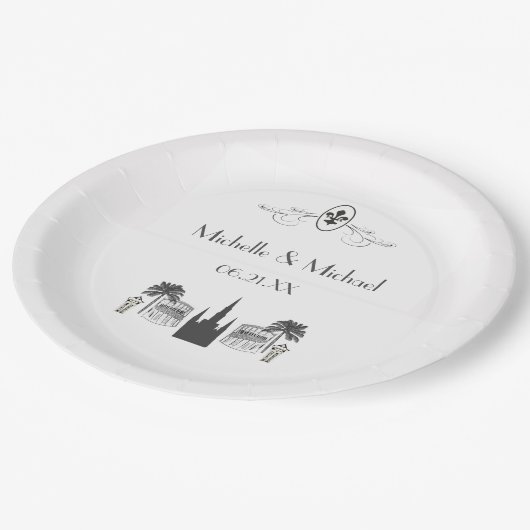 New Orleans Scene Fleur de Lis Papieren Bordje (Gekanteld)