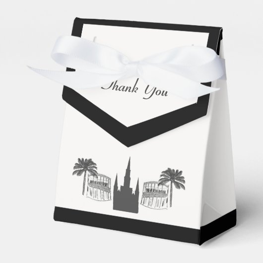 New Orleans Scène Zwart Wit Bedankdoosjes (Voorkant Zijde)