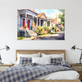 New Orleans Shotgun Homes Canvas Afdruk (Insitu (Slaapkamer))