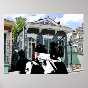 New Orleans Shotgun House en Brass Band Poster
