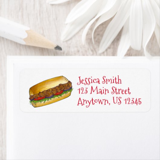 New Orleans Shrimp Poboy Po Boy Sandwich Labels (Insitu)