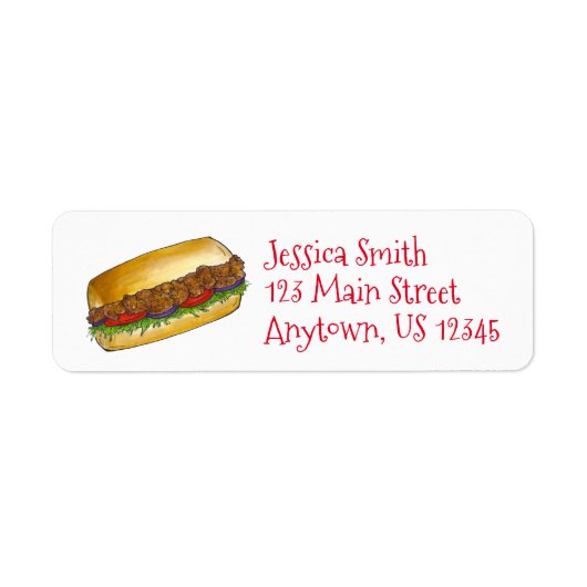 New Orleans Shrimp Poboy Po Boy Sandwich Labels (Voorkant)