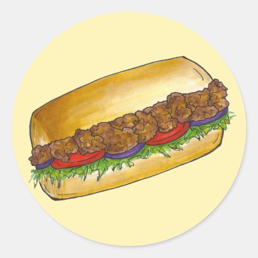 New Orleans Shrimp Po'Boy Sandwich Stickers (Voorkant)