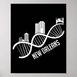 New Orleans Silhouette Stad Louisiana Grappig Cade Poster