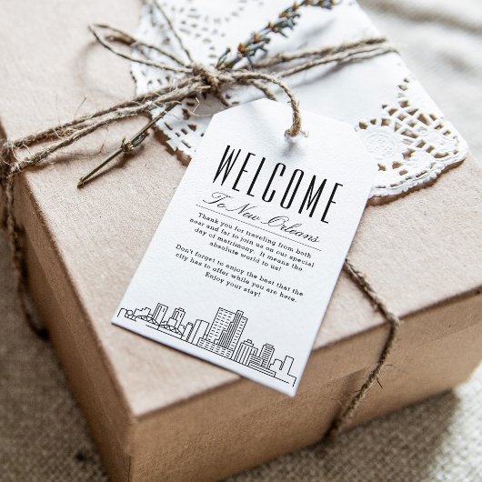 New Orleans Silhouette | Welkomstbericht Cadeautag Cadeaulabel
