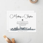 New Orleans Skyline repetitie diner uitnodiging (Voorkant / Achterkant in situ)