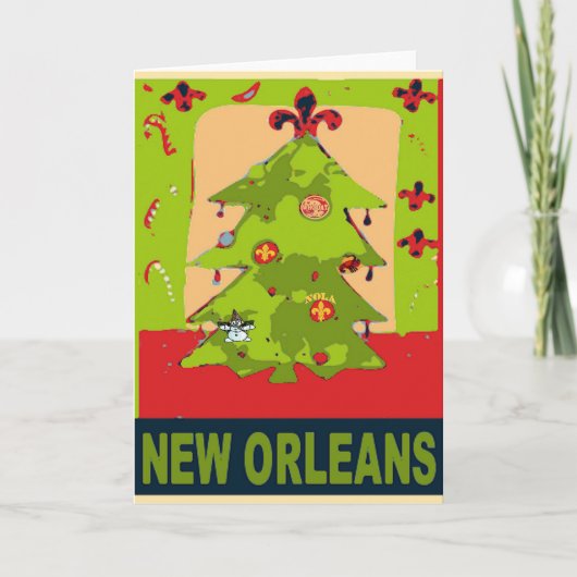 New Orleans Snowman kerstboom Feestdagen Kaart (Voorkant)