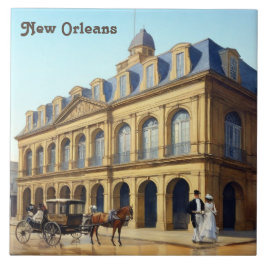 New Orleans Spaans Cabildo Louisiana Vintage Tegeltje