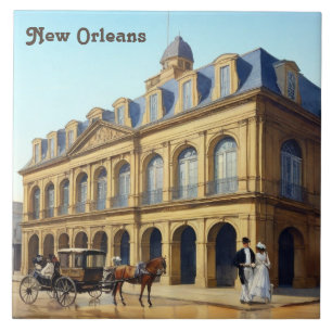 New Orleans Spaans Cabildo Louisiana Vintage Tegeltje
