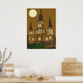 New Orleans St. Louis Cathedral in Brown Poster (Keuken)