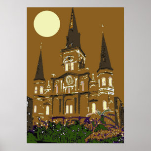 New Orleans St. Louis Cathedral in Brown Poster