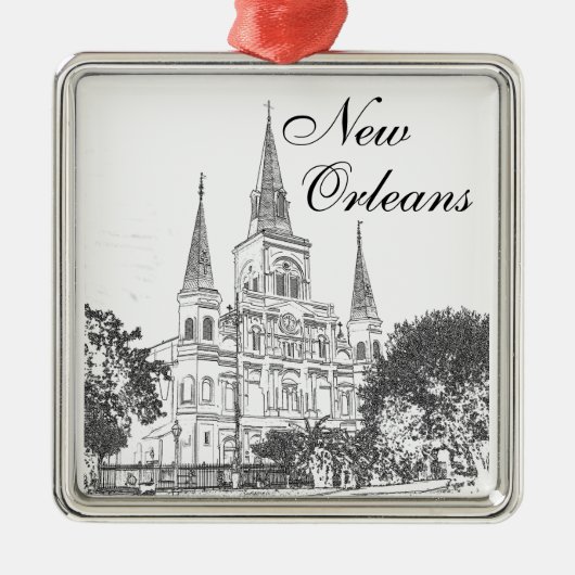 New Orleans St. Louis Cathedral Metalen Ornament (Voorkant)