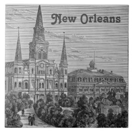 New Orleans St Louis-kathedraal Antiek Vintage Tegeltje