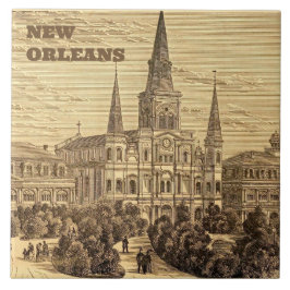New Orleans St Louis-kathedraal Antiek Vintage Tegeltje