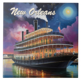 New Orleans Steamboat Riverboat Boat Night Cruise Tegeltje