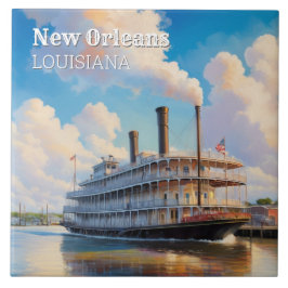 New Orleans Steamboat Riverboat Boat on River Tegeltje