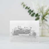 New Orleans Steamboot Black & White Sketch Briefkaart (Staand voorkant)