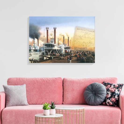 New Orleans Steamboot Canvas Afdruk (Insitu (Woonkamer))