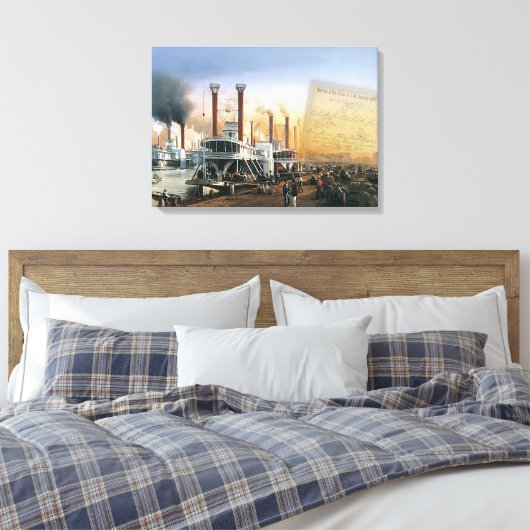 New Orleans Steamboot Canvas Afdruk (Insitu (Slaapkamer))