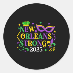 New Orleans sterke 2025 eenheid Mardi Gras Mannen Ronde Sticker