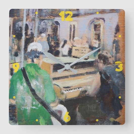 New Orleans Street Band Clock Vierkante Klok (Voorkant)