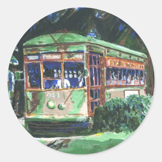 New Orleans Street Car Ronde Sticker (Voorkant)