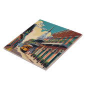 New Orleans Street & St Louis Cathedral Colorful Tegeltje (Zijkant)