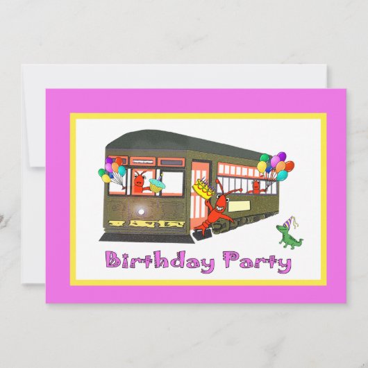 New Orleans Streetcar Birthday (roze) Kaart (Voorkant)