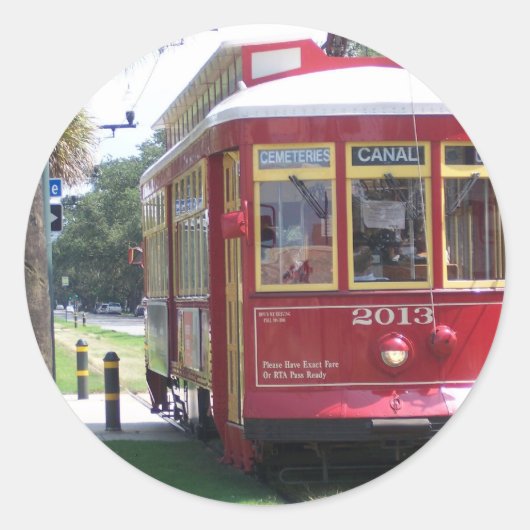 New Orleans Streetcar Ronde Sticker (Voorkant)
