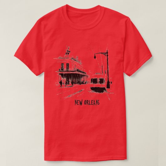 New Orleans Streetcar  schets van de geschiedenis T-shirt (Design voorkant)